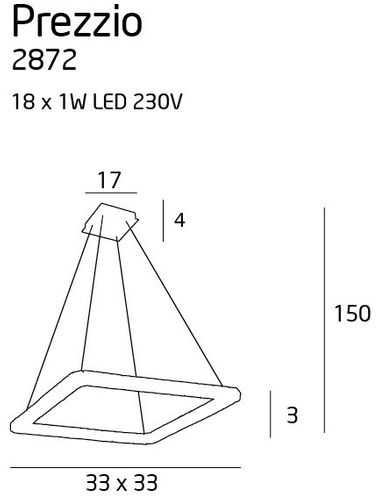 Lampa wisząca LED PREZZIO SQUARE 2872 - MaxLight na Arena.pl