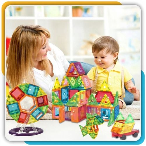 Klocki magnetyczne duże konstrukcyjne 3D zestaw 212 elementów Magnetic -S- na Arena.pl