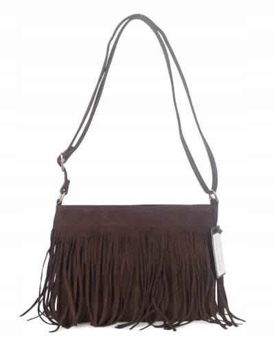 Flora&Co - torebka listonoszka skóra ekologiczna zamsz frędzle brąz F7563 na Arena.pl