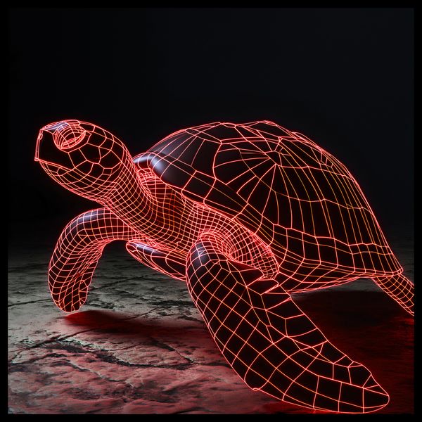 Plakat 50x50cm Neonowy Żółw zdjęcie 2