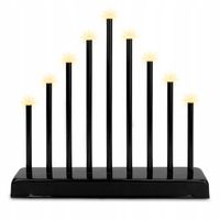 ŚWIECZNIK ADWENTOWY Świece Świeczki ŚWIĄTECZNY Ozdobny 9 LED Lampki Czarny