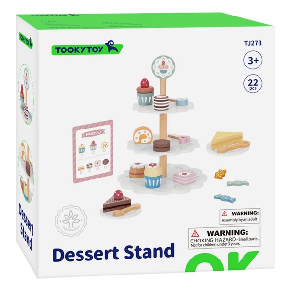 TOOKY TOY Patera Słodkości Drewniany Stojak Babeczki Ciasta zdjęcie 12