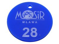 Brelok z plexi kolor niebieski 5x5 cm, grubość 3mm - 50szt.