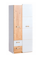 Nowoczesna Szafa 2D2SZ Młodzieżowa Biała + Dąb Nash 80 cm LONER DL 3 kolory