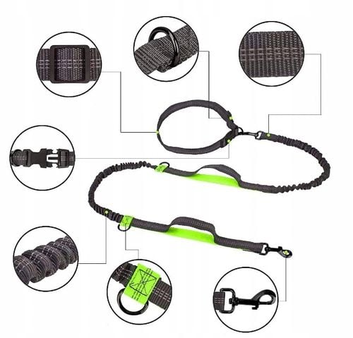 Smycz elastyczna do biegania z psem pas 2m U001 na Arena.pl