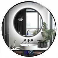 LUSTRO ŁAZIENKOWE LED 80 cm OKRĄGŁE PODŚWIETLANE Z RAMĄ LOFT BEZ PARY