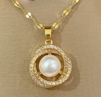 ŁAŃCUSZEK Z ZAWIESZKĄ POZŁACANY 18 KARATOWYM ZŁOTEM Z PERŁĄ