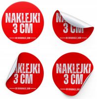 NAKLEJKI WŁASNE LOGO REKLAMOWE Z TWOIM WŁASNYM NADRUKIEM OKRĄGŁE 3CM 468szt