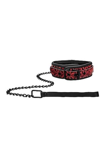 luxury collar with leash - burgundy na Arena.pl