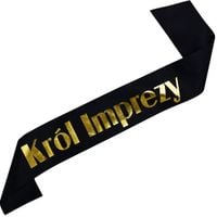 Król Imprezy - czarna szarfa ze złotym nadrukiem