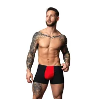 male power hot mesh pouch short m czarno-czerwone szorty siateczkowe