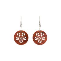 Kolczyki drewniane, drewno padouk, bigle ze stali chirurgicznej