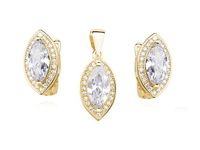 Elegancki pozłacany srebrny komplet łezki krople markizy białe cyrkonie srebro 925 Z0711ZG_W