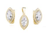 Elegancki pozłacany srebrny komplet łezki krople markizy białe cyrkonie srebro 925 Z0711ZG_W