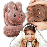 NAUSZNIKI ZIMOWE CIEPŁE PLUSZOWE DZIECIĘCE DLA DZIECI KRÓLICZEK BRĄZOWY