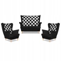 Zestaw uszak CAROL DUO sofa fotele czarno - biały