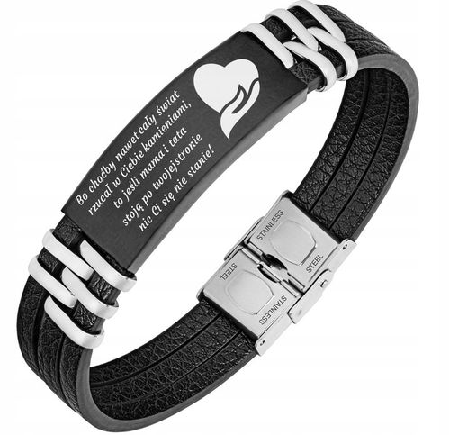 Bransoletka skórzana dla TATY syna z GRAWEREM 316L na Arena.pl