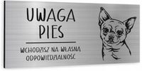 Tabliczka dibond uwaga pies Chihuahua 20x10 cm z NADRUKIEM UV