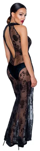 noir sukienka maxi czarna kwiatowy wzor prześwitująca s na Arena.pl