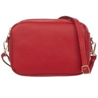 VERA PELLE torebka skórzana listonoszka z paskiem na ramię V486 czerwona