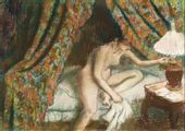 Naked woman in bed, Edgar Degas - plakat 50x70 cm
