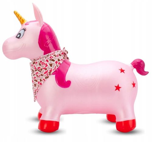 Skoczek gumowy dla dzieci JEDNOROŻEC 60 cm różowy perłowy z bandaną do skak na Arena.pl