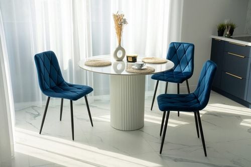 Krzesło Welurowe Loftowe Tapicerowane Pikowane Nowoczesne Do Jadalni na Arena.pl
