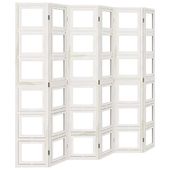 Parawan pokojowy, 6-panelowy, biały, lite drewno paulowni