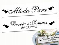 Ślubne TABLICE tablica ślubna na ślub na samochód 2 szt. NIEPRZEMAKALNE