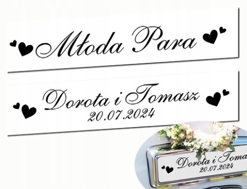 Ślubne TABLICE tablica ślubna na ślub na samochód 2 szt. NIEPRZEMAKALNE na Arena.pl