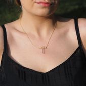 Naszyjnik - Kryształ Górski sopel na łańcuszku srebrnym złoconym