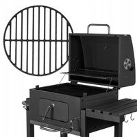 GRILL WĘGLOWY OGRODOWY DUŻY ŻELIWNY RUSZT POKRYWA PÓŁKI REGULACJA