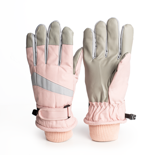 Rękawiczki Narciarskie Zimowe Na Snowboard Nart Jasno-Różowe na Arena.pl
