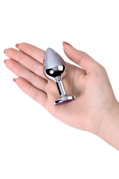 Silver Anal Plug Toyfa Metal,With A Amethyst Colored Gem zdjęcie 4