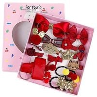 Zestaw prezentowy mix gumek i spinek do włosów czerwony