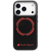Etui Audi RSQ Carbon Fiber Sport Red Circle MagSafe do iPhone 17 Pro czarny
