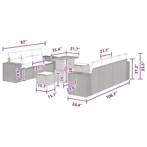 Zestaw Sof na Ogród 10 pcs Czarny polirattan na Arena.pl
