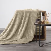 Koc kremowy 200x220 NINA flanelowy miękki ciepły i puszysty efekt 3D