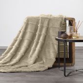 Koc kremowy 200x220 NINA flanelowy miękki ciepły i puszysty efekt 3D