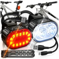 LAMPKA ROWEROWA ŚWIATŁO PRZÓD TYŁ LED NA KIEROWNICE ROWER USB BARDZO MOCNA