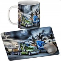 ZESTAW KUBEK + PODKŁADKA - CIĘŻARÓWKA TIR - PREZENT WIELE WZORÓW + IMIĘ