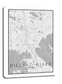 Bielsko Biała mapa czarno biała - obraz na płótnie 20x30 cm