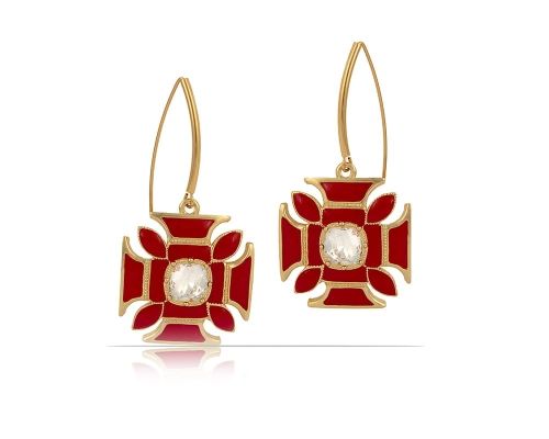 kolczyki z krzyżem maltańskim z kolekcji maltese (p23/jes/60au) na Arena.pl