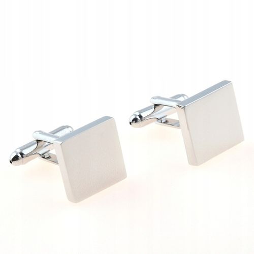 WANDALLIA Spinki do mankietów SP-MN-190 Kwadratowe Srebrne Stylowe Ślubne na Arena.pl