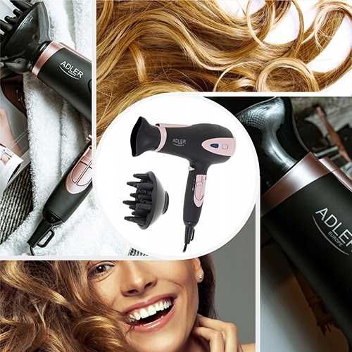 suszarka do włosów czarna 2200w ion + dyfuzor adler ad 2248b na Arena.pl