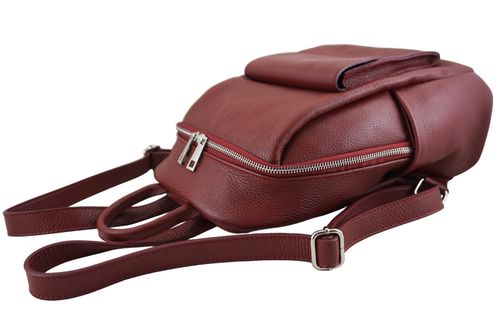 Damski plecak miejski skórzany - Czerwony na Arena.pl