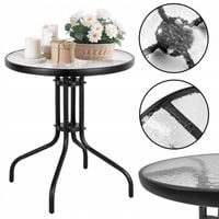 STÓŁ STOLIK OKRĄGŁY BERGAMO SZKLANY METAL OGRODOWY BALKON TARAS KAWOWY FI60