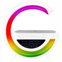 LAMPKA BIURKOWA LED RGB GŁOŚNIK RADIO ŁADOWARKA QI BUDZIK