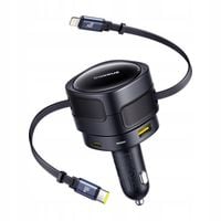 Baseus Ładowarka Samochodowa Ze Zwijanymi Kablami USB-C Lightning 90W QC PD