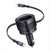 Baseus Ładowarka Samochodowa Ze Zwijanymi Kablami USB-C Lightning 90W QC PD